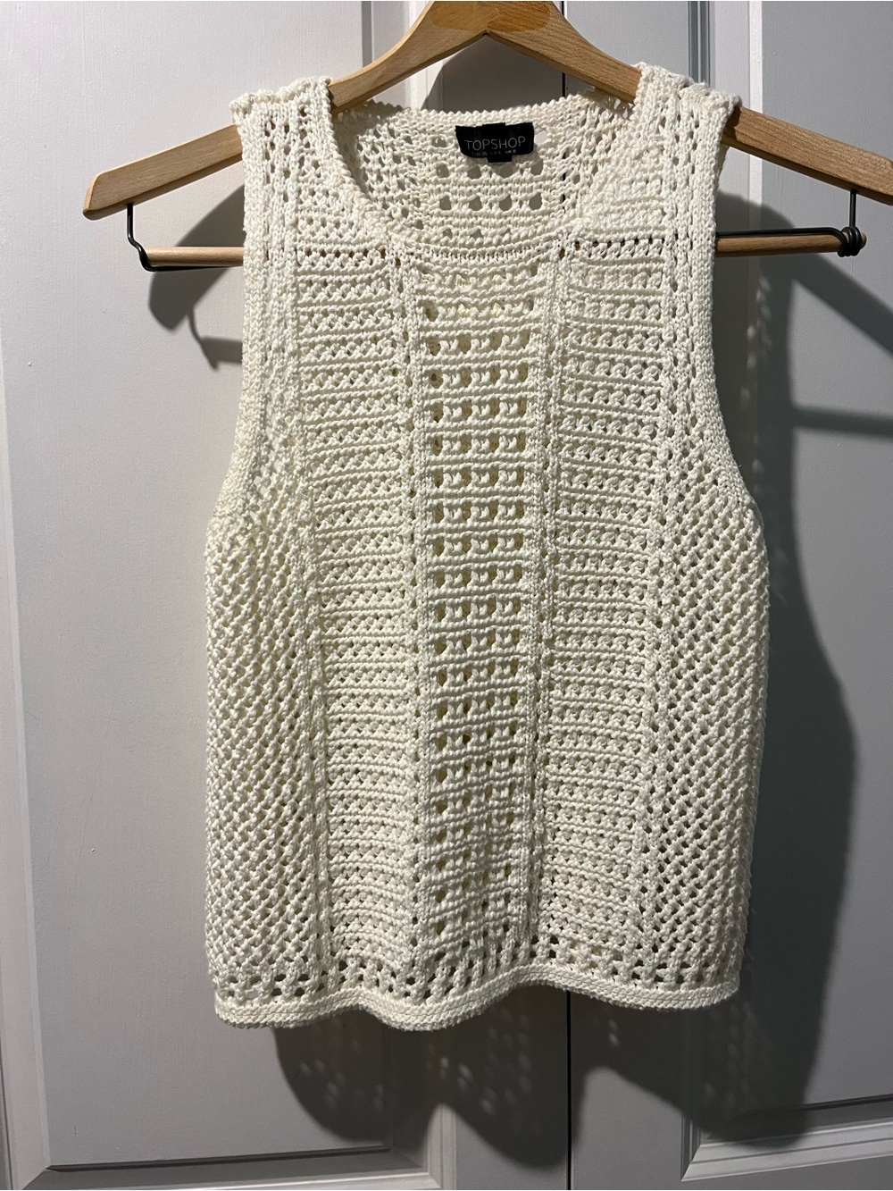 Topshop Ivory Crochet Tank Top